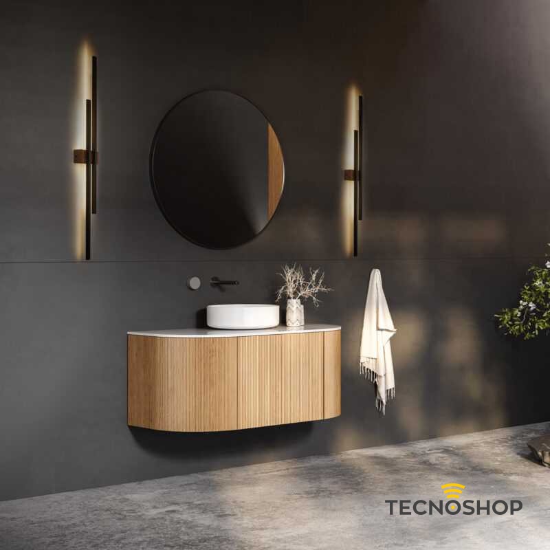 TK LIGHTING APPLIQUE LED FLASH WOOD 24W 3000K NERO E LEGNO SCURO - immagine 3