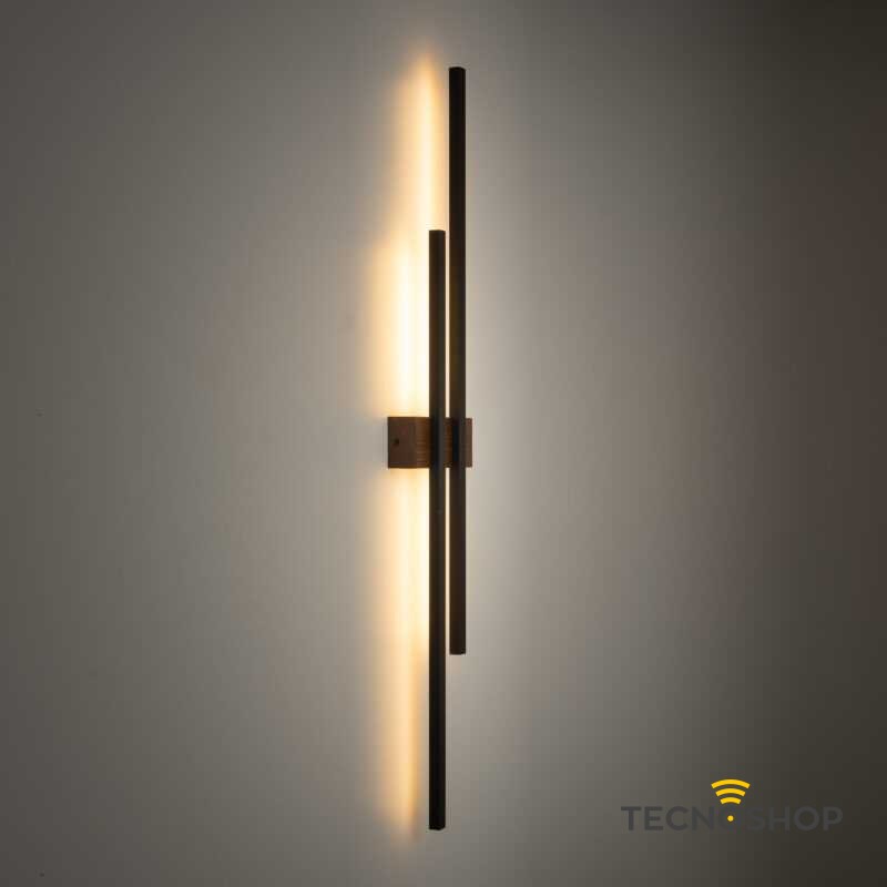 TK LIGHTING APPLIQUE LED FLASH WOOD 24W 3000K NERO E LEGNO SCURO - immagine 2