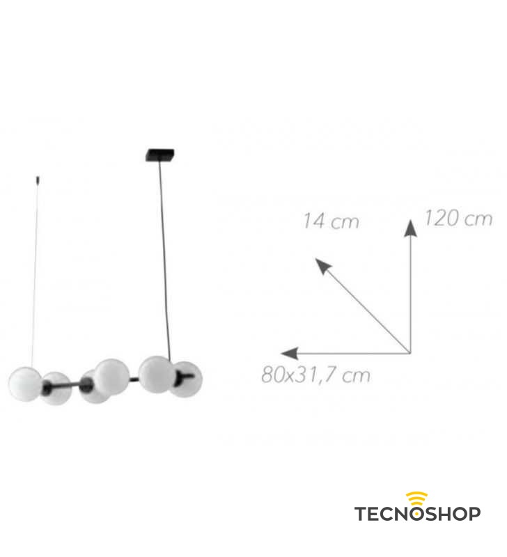 INTEC SOSPENSIONE "ENOIRE" 6XE14 NERO MATT 80cm - immagine 3