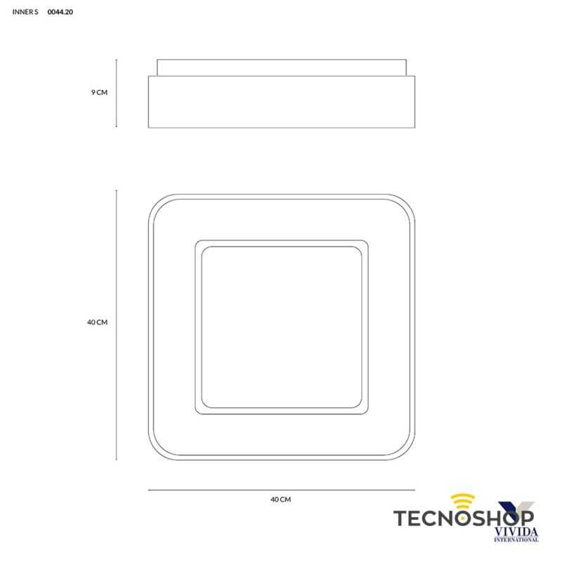 PLAFONIERA INNER QUADRATA 32W 1920lm 3000K BIANCA 400X400X90MM - immagine 3