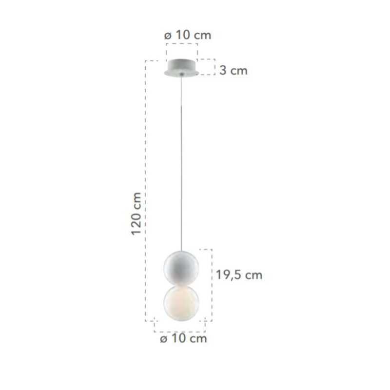 INTEC SOSPENSIONE "KISS" IN GESSO 1xG9 BIANCA CON DIFFUSORE IN VETRO - immagine 6