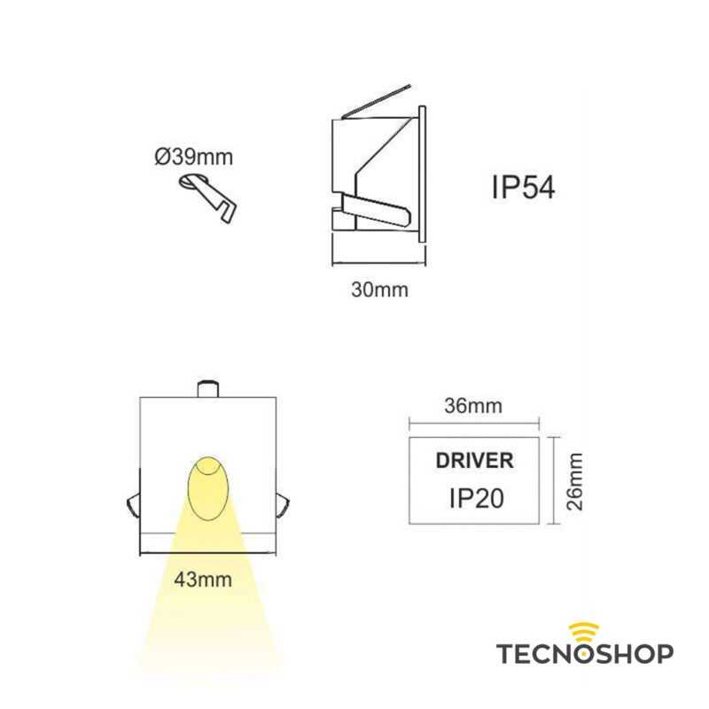BENEITO SEGNAPASSO LED "POLO" QUADRATO 2W 3200K IP54 BIANCO - immagine 2