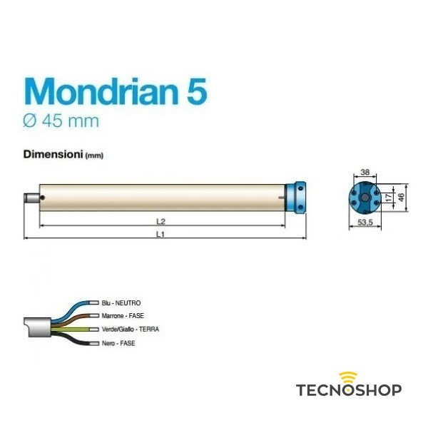 CAME MOTORE PER TAPPARELLA 001UY0021 MONDRIAN 30Nm - 55kg - immagine 2