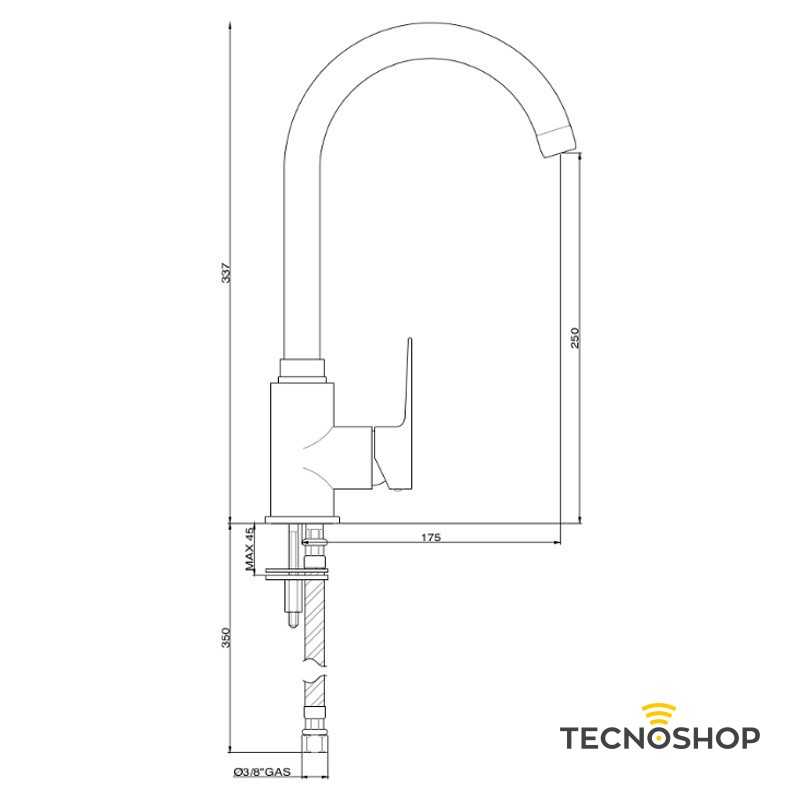 GABOLI MISCELATORE LAVELLO CUCINA CURVO SERIE "KHUGA" CROMATO - immagine 2