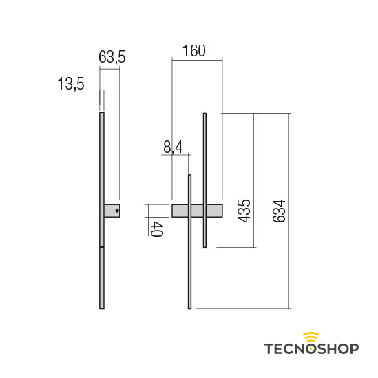 REDO APPLIQUE LED "TANGENT" 12W 64cm 3000K NERO - immagine 3