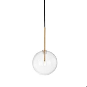 IDEAL LUX SOSPENSIONE "EQUINOXE" 1xG4 D.20cm OTTONE E VETRO SOFFIATO TRASPARENTE