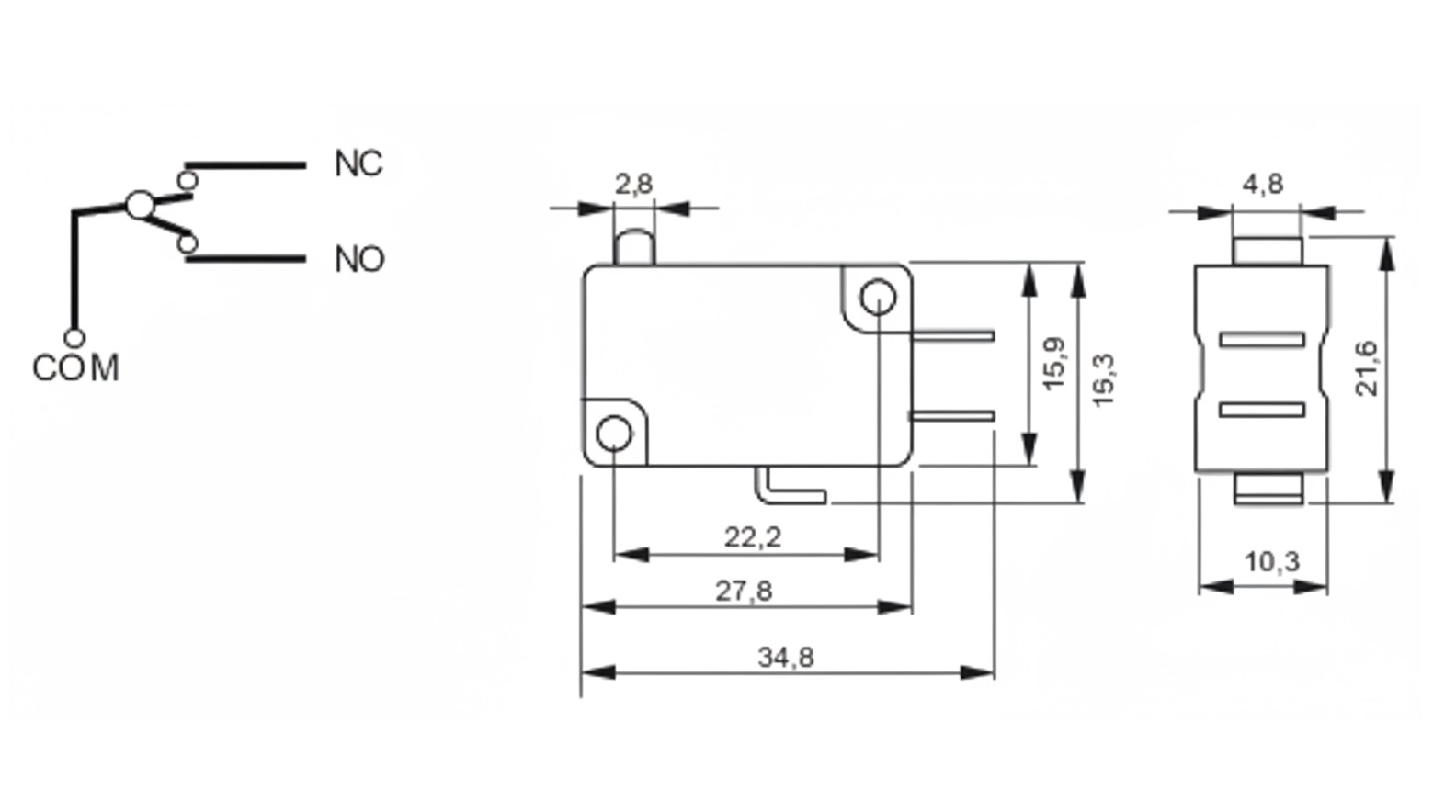 LIFE DEVIATORE MINIATURA 250Vac 5A CON TERMINALE A SALDARE FASTON 6,3mm - immagine 2