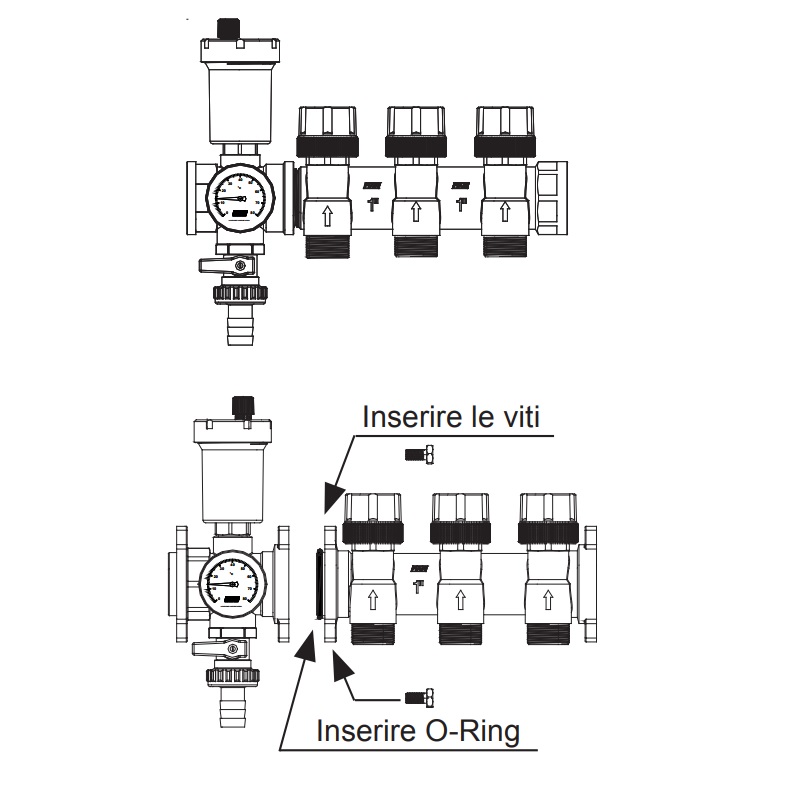 FAR RACCORDO COLLEGAMENTO 1" CON VALVOLA SFOGO ARIA TERMOMETRO E TAPPO - immagine 2