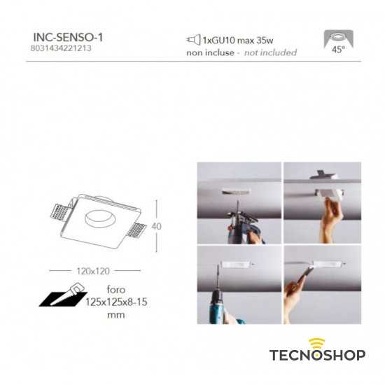 INTEC FARETTO INCASSO QUADRATO "INC-SENSO-1" IN GESSO 1XGU10 - immagine 3