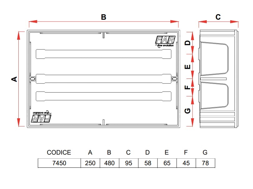 FAR CASSETTA DI ISPEZIONE PER COLLETTORI 480x250x80mm - immagine 2