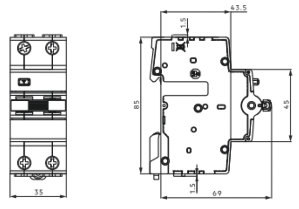 AEG MTD DIFFERENZIALE 1P+N C 32A 6kA 30mA 2 MODULI CLASSE A - immagine 2