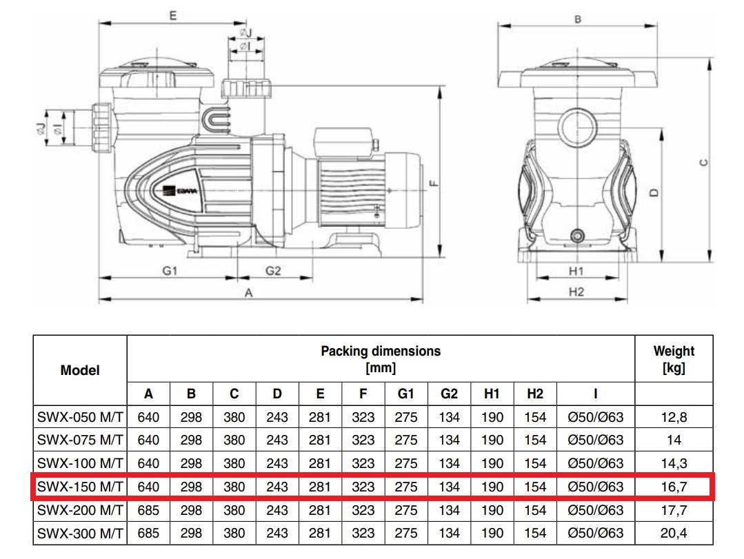 EBARA POMPA PISCINA SWX 150 M DA 1,33HP MONOFASE - immagine 7