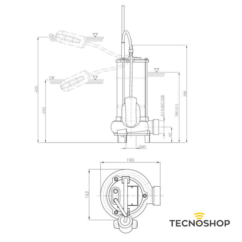 FRANKLIN POMPA SOMMERSA PER ACQUE SPORCHE DA 0,95HP MONOFASE - immagine 2