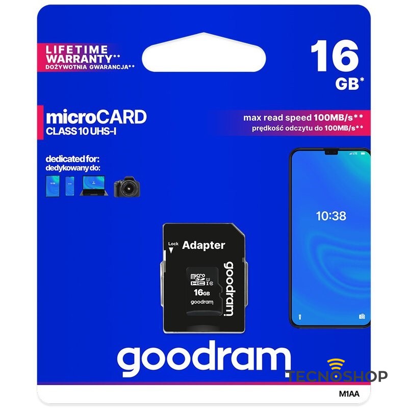 GOODRAM MICROSD 16GB 10 UHS I + ADATTATORE - immagine 2