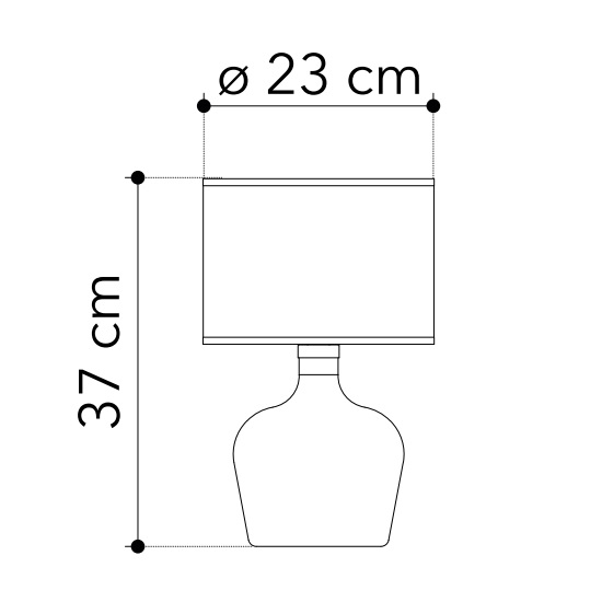 INTEC LAMPADA DA TAVOLO 1xE27 HENDRIX IN VETRO CON PARALUME IN TESSUTO BIANCO - immagine 3