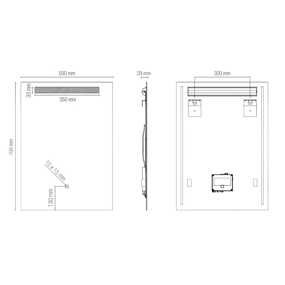 INTEC SPECCHIO DA BAGNO 500x700 mm CON LED TRICOLOR TOUCH - immagine 4