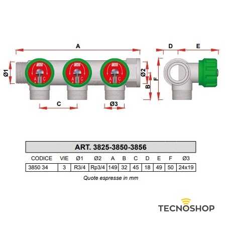 FAR COLLETTORE CON VALVOLE A 3 VIE DA 3/4" MF - immagine 2