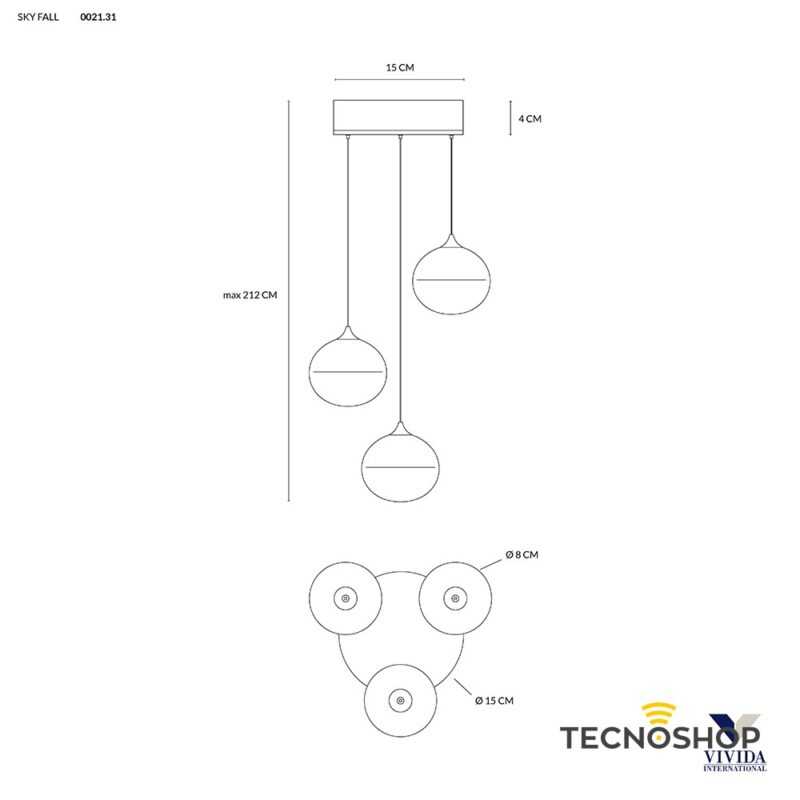 SOSPENSIONE SKY FALL 3X6W 3000K 945LM 120° BIANCA - immagine 3