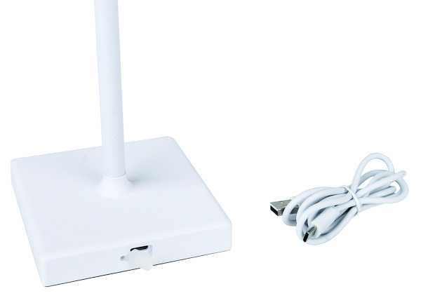 LAMPADA DA TAVOLO LED RICARICABILE CON USB 4W 3000K CON FINITURA BIANCA - immagine 2