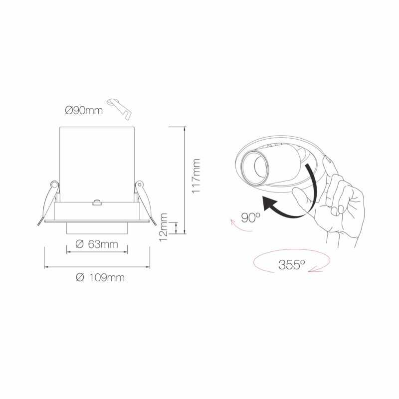 BENEITO FARETTO INCASSO LED OXO TONDO 12W TRICOLOR DIMMERABILE BIANCO - immagine 3