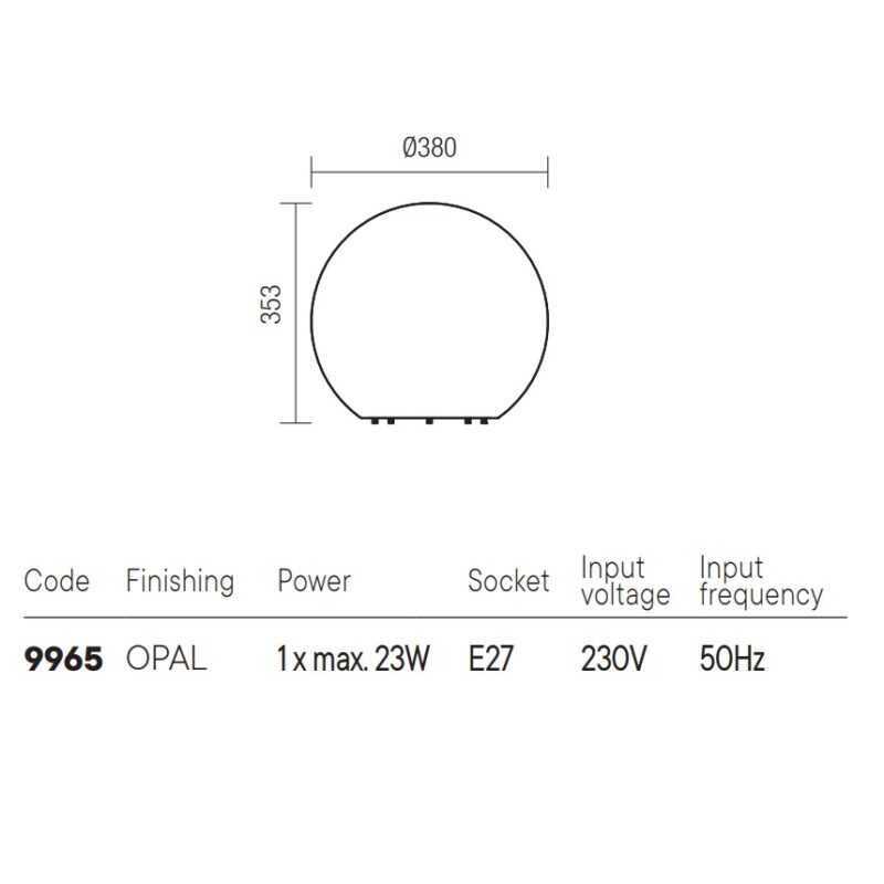 REDO SFERA DA GIARDINO "BALOO" 1xE27 D.38mm IP65 BIANCA OPALE - immagine 2