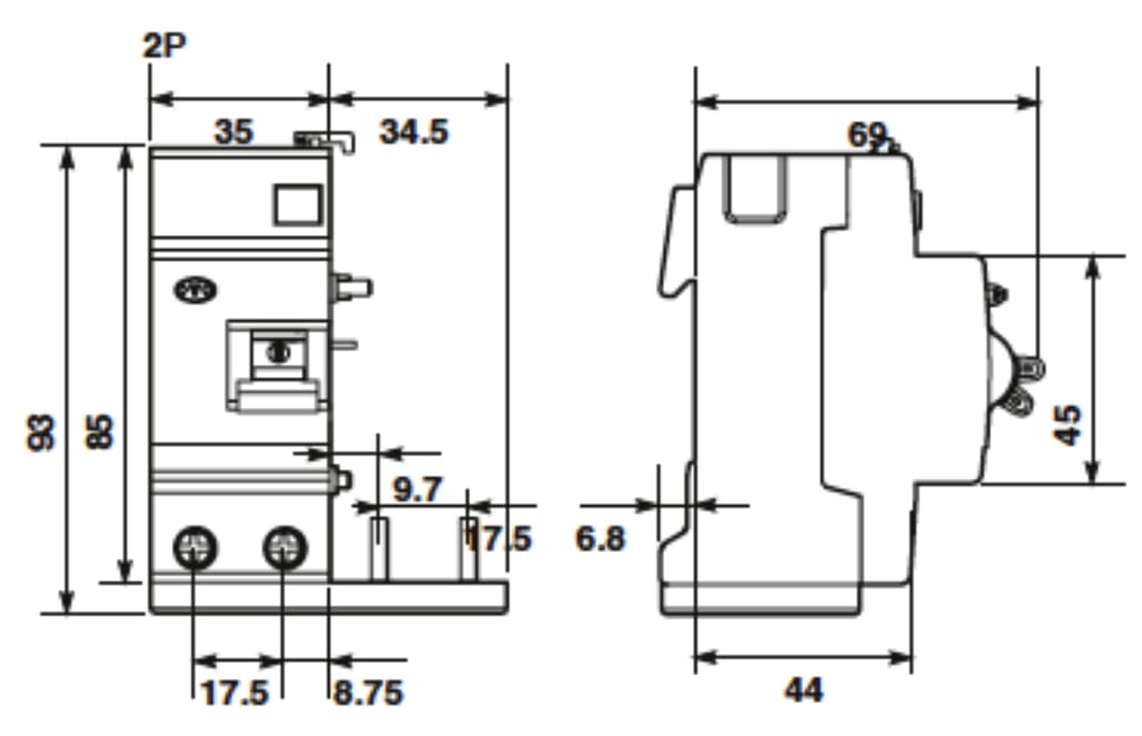 AEG BLOCCO DIFFERENZIALE DX 2P 63A 300mA AC 2 MODULI - immagine 2