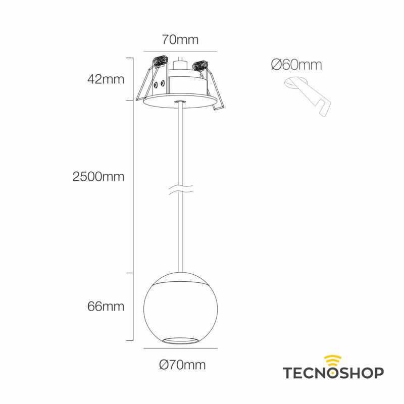 BENEITO SOSPENSIONE BORA BASE INCASSO 8,5W 3000K NERA - immagine 2
