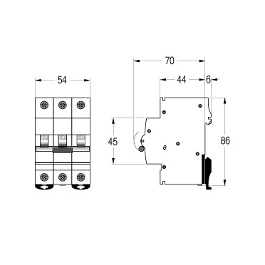 AEG INTERRUTTORE AUTOMATICO ELFA E90 3P C 20A 6kA 3 MODULI - immagine 2
