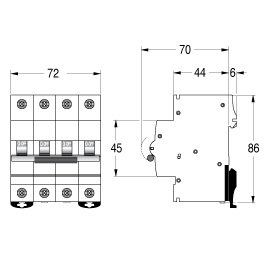 AEG INTERRUTTORE AUTOMATICO ELFA E90 4P C 6A 6kA 4 MODULI - immagine 2