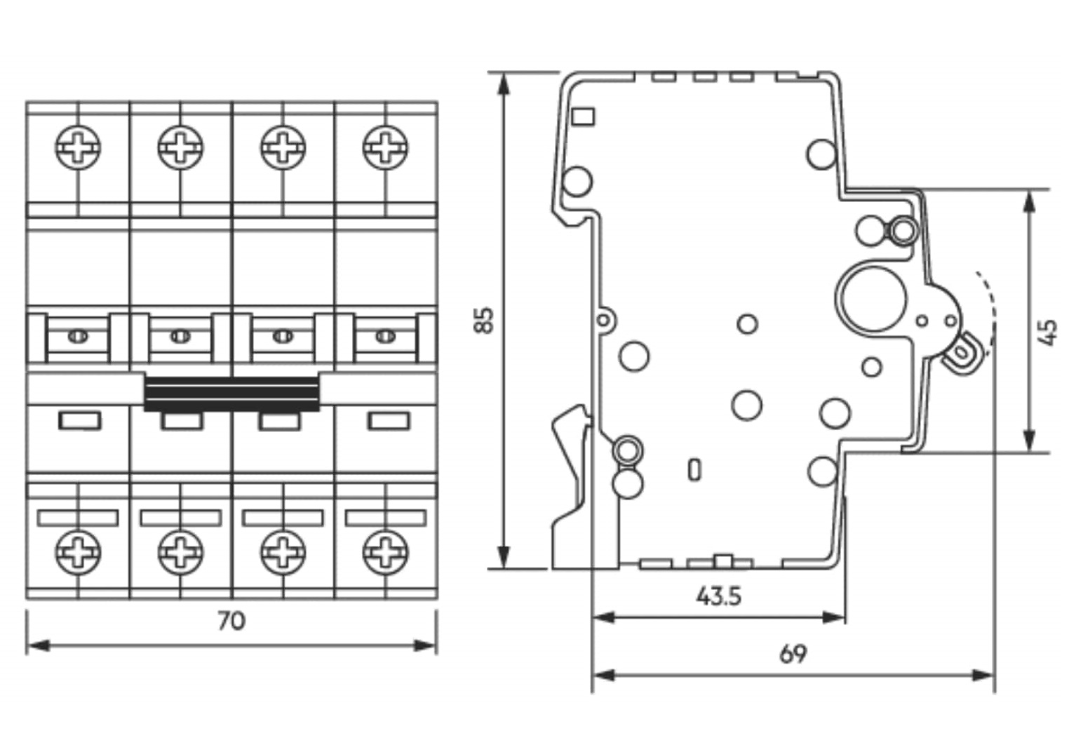 AEG INTERRUTTORE AUTOMATICO EN60 4P C 63A 6kA 4 MODULI - immagine 2