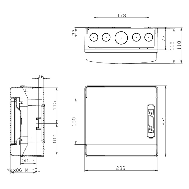 AEG CENTRALINO PARETE STAGNO 1 FILA 8 MODULI - immagine 2