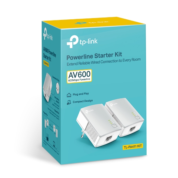 TP-LINK STARTER KIT TL-PA411 POWERLINE 600 Mbps CON 2 ADATTATORI ETHERNET - immagine 3