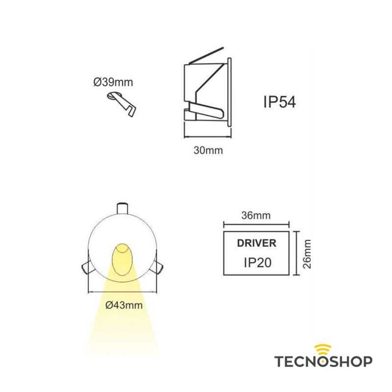 BENEITO SEGNAPASSO LED "POLO" ROTONDO 2W 3200K IP54 BIANCO - immagine 3