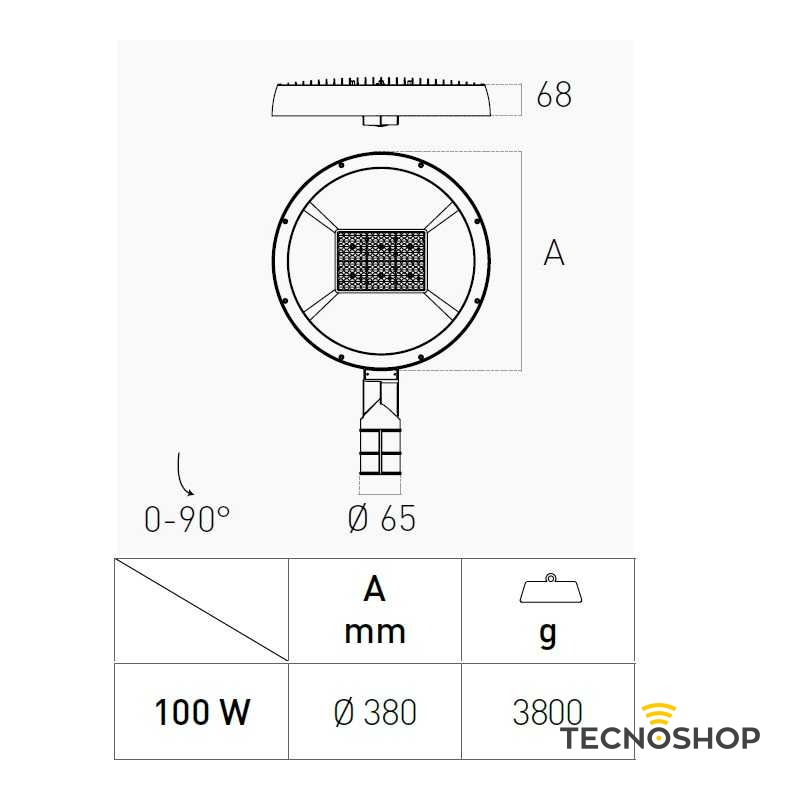 CENTURY ARMATURA STRADALE LED "AREA" 100W 13940LM 4000K - immagine 4