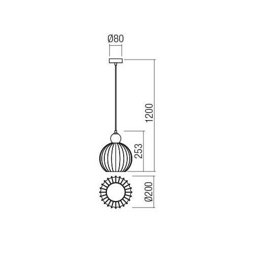 REDO SOSPENSIONE "PLUMEN" 1XE14 COLORE RAMATO IN VETRO SOFFIATO - immagine 2