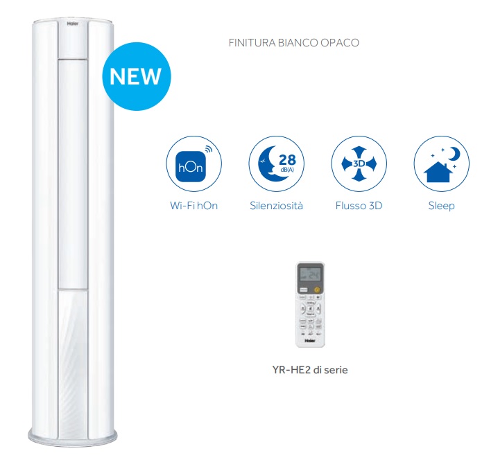 HAIER UNITÀ INTERNA A COLONNA 7,1 KW 24000BTU MODELLO ZUN WIFI BIANCA OPACA - immagine 3