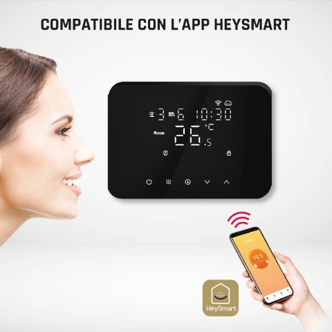 CRONOTERMOSTATO WIFI HEYTERMO+ SOFT TOUCH 230V NERO - immagine 3
