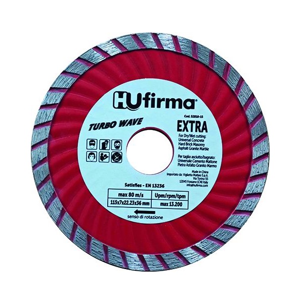 HU-FIRMA DISCO DIAMANTATO TURBO-WAVE EXTRA ROSSO Ø 115mm