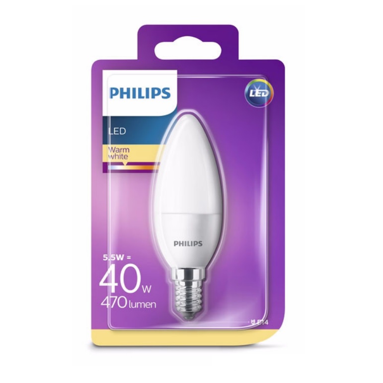 PHILIPS LAMPADA LED CANDELA ATTACCO E14 5,5W 2700K 470lm - immagine 2