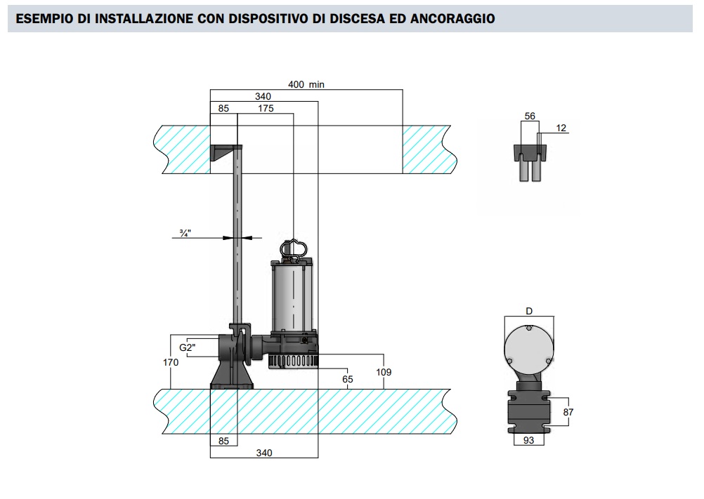 BBC ELETTROPOMPA SOMMERSA DOMOSOM 280+G PER ACQUE REFLUE 230V 0,6HP - immagine 3