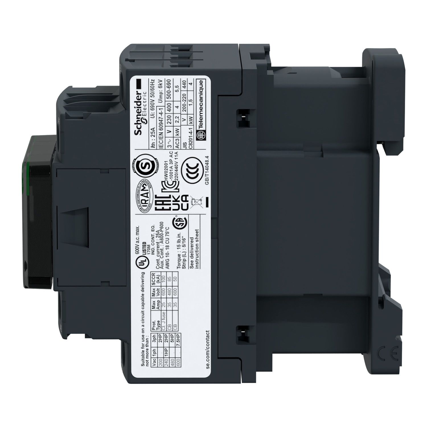 SCHNEIDER CONTATTORE 3 POLI AC3 440V 12A - 24VAC - immagine 2