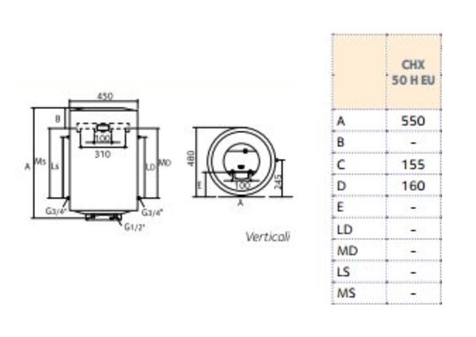 CHAFFOTEAUX SCALDABAGNO ELETTRICO DA 50LT VERTICALE - immagine 3