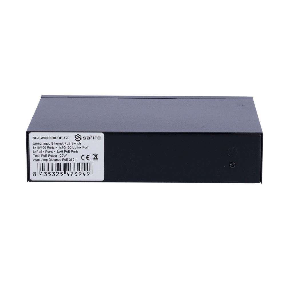 SAFIRE SWITCH POE 8 PORTE CON UPLINK GIGABIT E SFP – 120W CON AI WATCHDOG FINO A 250m - immagine 3