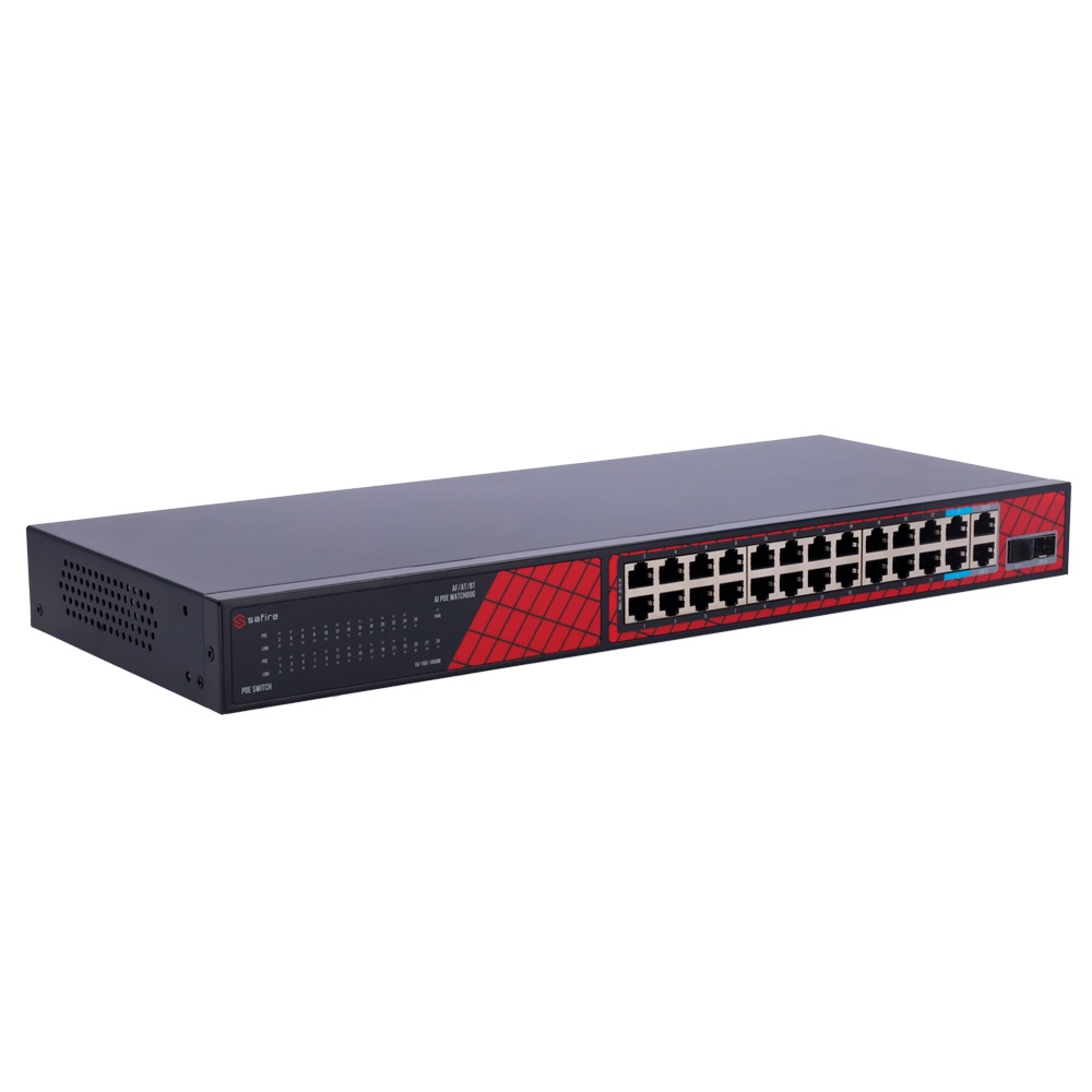 SAFIRE SWITCH POE 24 PORTE CON UPLINK GIGABIT E SFP – 300W CON AI WATCHDOG FINO A 250m - immagine 3