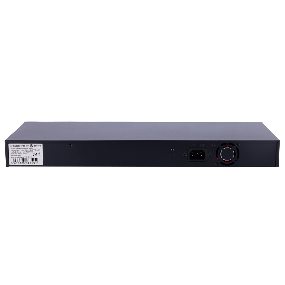 SAFIRE SWITCH POE 24 PORTE CON UPLINK GIGABIT E SFP – 300W CON AI WATCHDOG FINO A 250m - immagine 4
