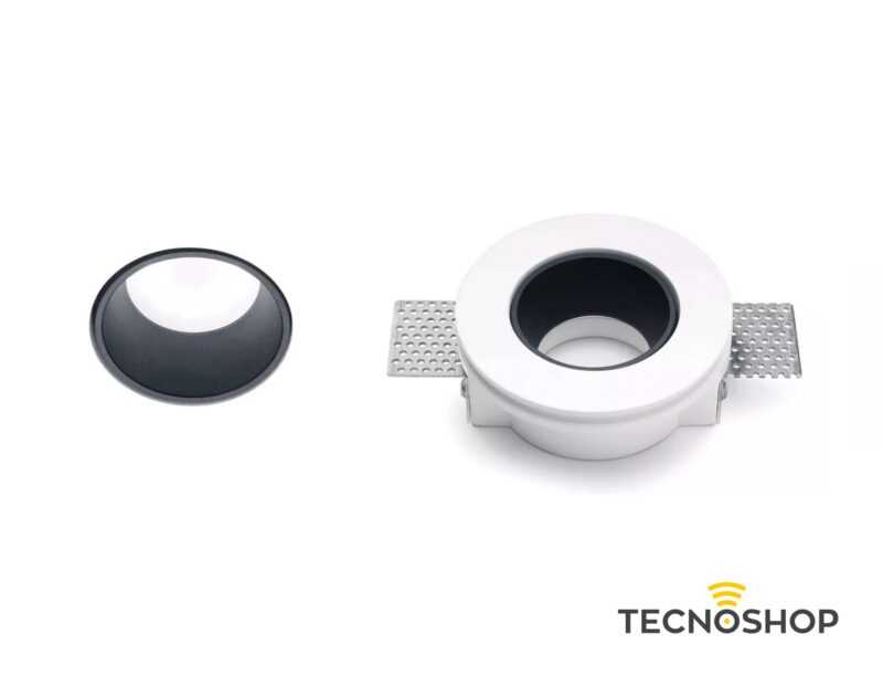 SFORZIN FARETTO GESSO INCASSO "THESSALY" CON GHIERA NERO SPAZZOLATO 1XGU10 - immagine 5