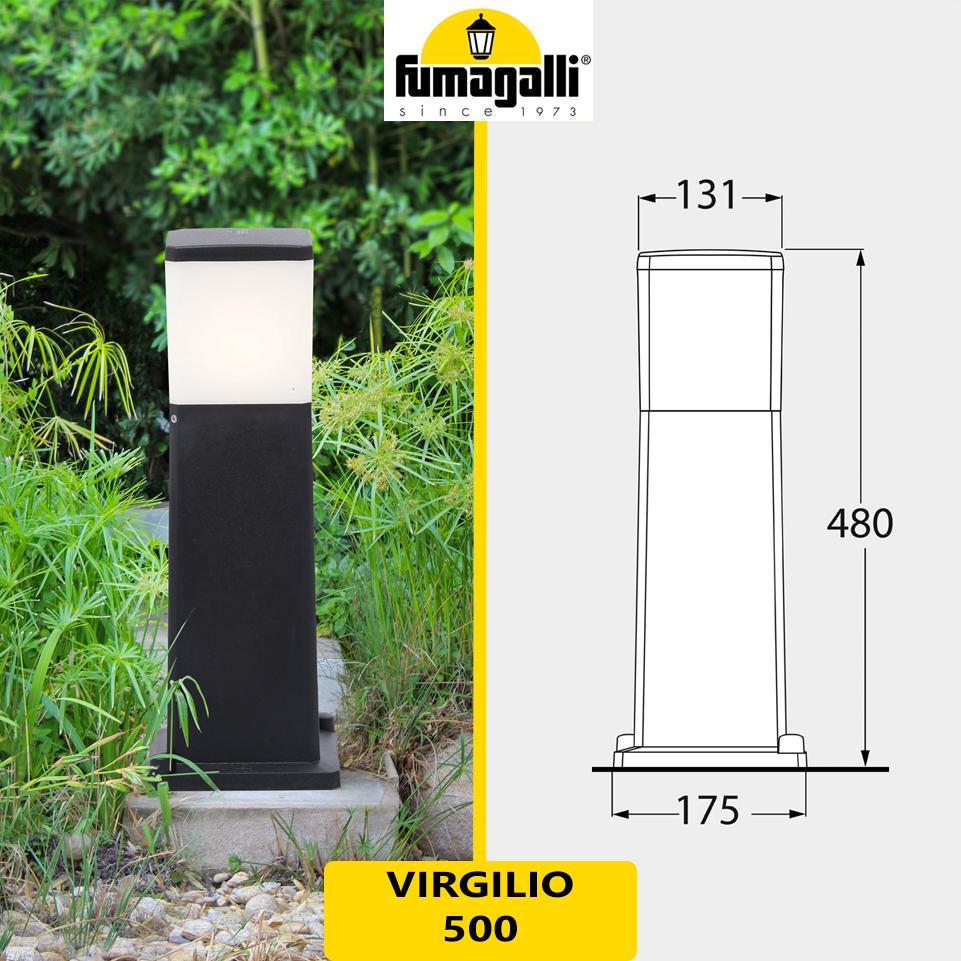FUMAGALLI PALETTO “VIRGILIO 500” NERO H.48cm CON ATTACCO LAMPADA E27 (INCLUSA) - immagine 2