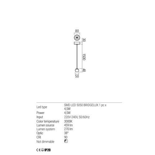 REDO SOSPENSIONE OBO 4,5W 3000K COLORE BIANCO SABBIATO - immagine 2