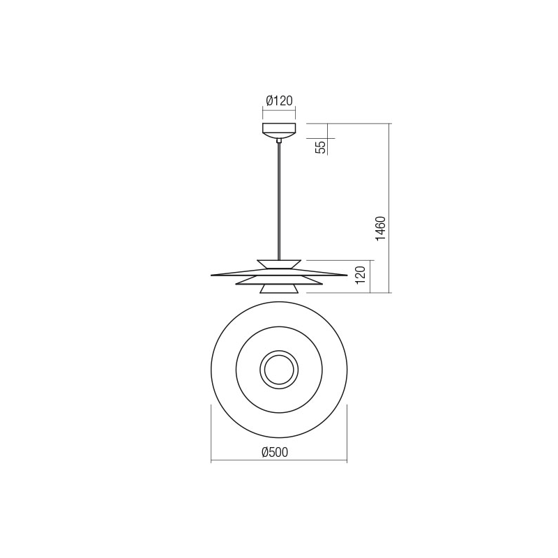 SOSPENSIONE FARGO 16,5W 3000K1850LM Ø50 NERO MATT/ORO MATT - immagine 2