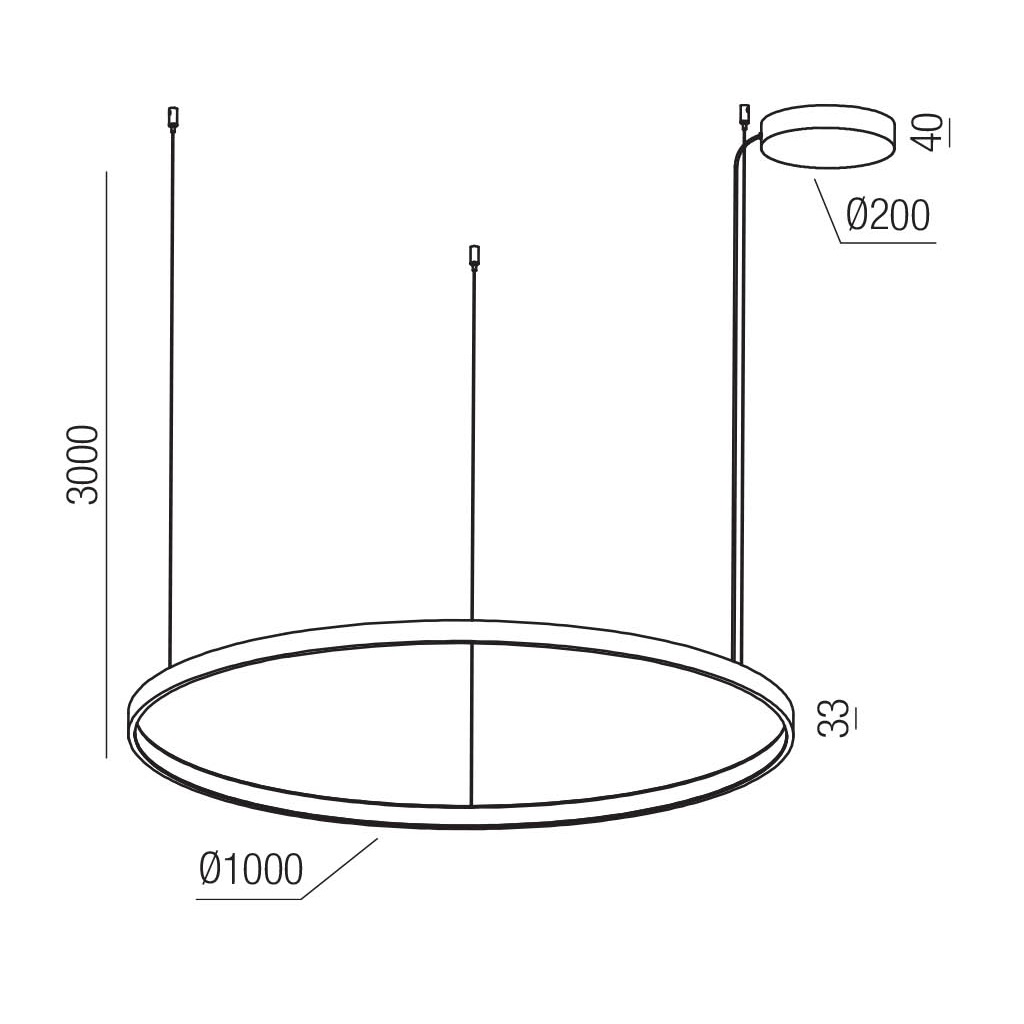 REDO SOSPENSIONE ORION CCT 75W Ø 100cm NERO OPACO - immagine 2